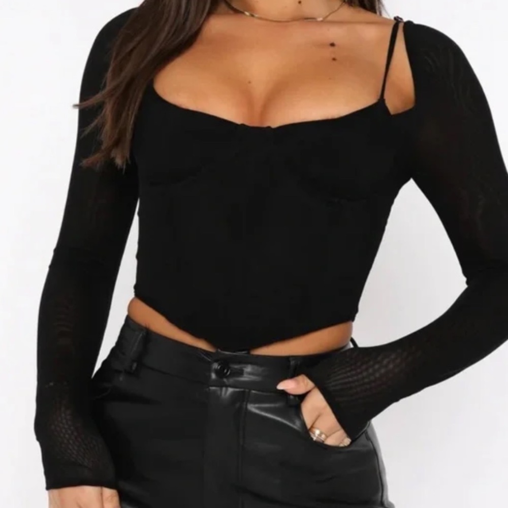 White Fox Boutique Black Long Sleeve Corset top
